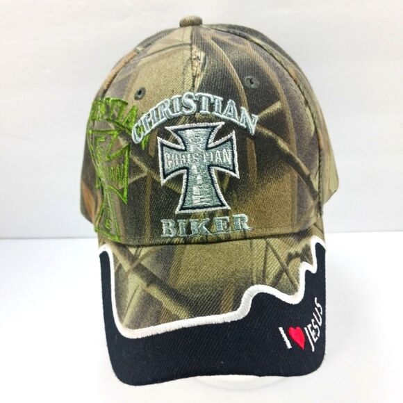 NWOT Kys Christian Biker Camouflage Cap Hat Embroidered Hook Loop Closure Unisex - Picture 1 of 11